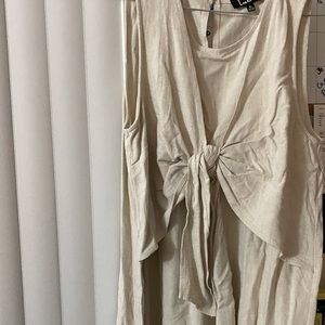 Carefree Washed Biege Sleeveless Tie-Fr Midi Dress